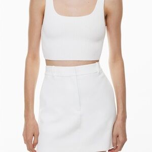 Babaton White Ribbed Crop Top